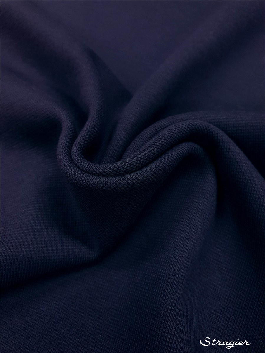 Bord Côte Coton Stretch - uni - Marine 