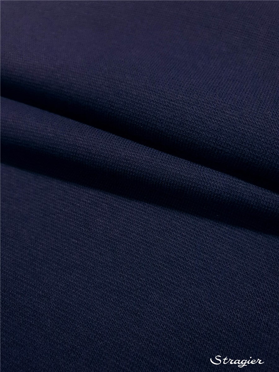 Cotton Knitted Ribbing - Stretch - uni - Marine