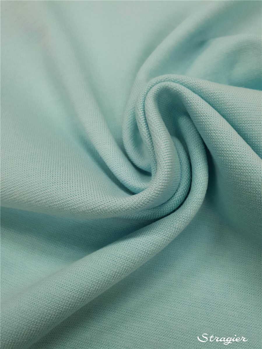 Cotton Knitted Ribbing - Stretch - uni - Menthe bleue
