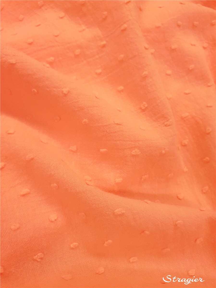 Batiste de Coton Plumetis - uni - Pêche