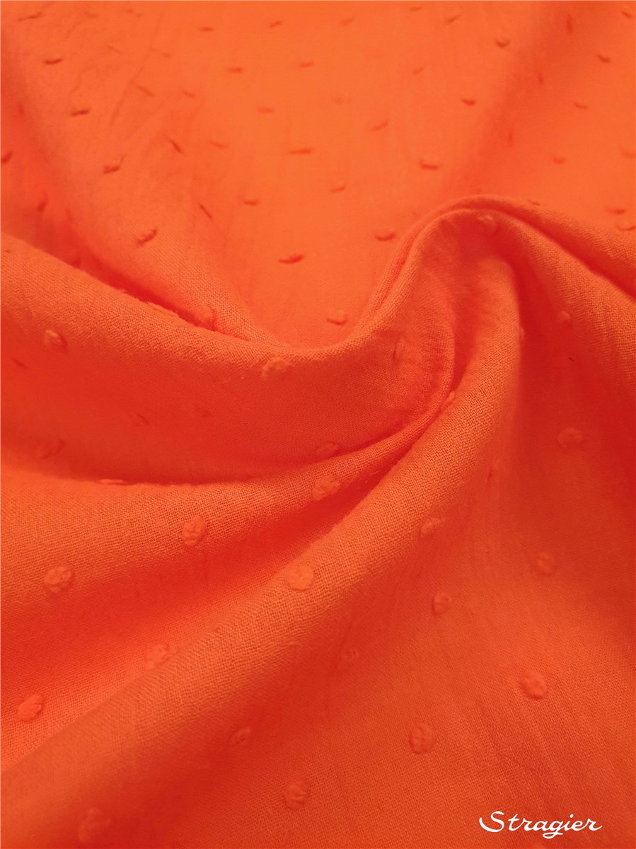 Batiste de Coton Plumetis - uni - Orange