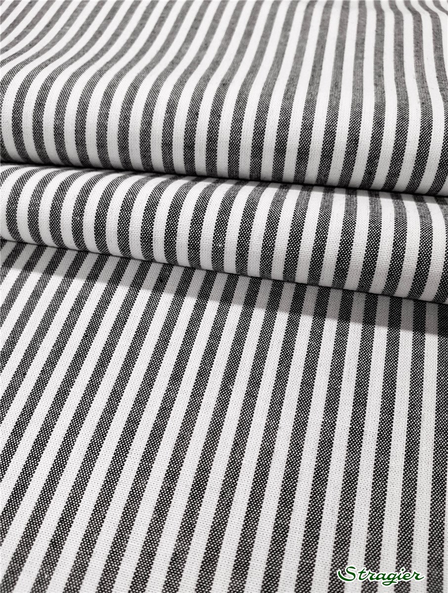 Popeline Pur Coton - Soft - Rayures-2,5mm - Noir-Blanc 