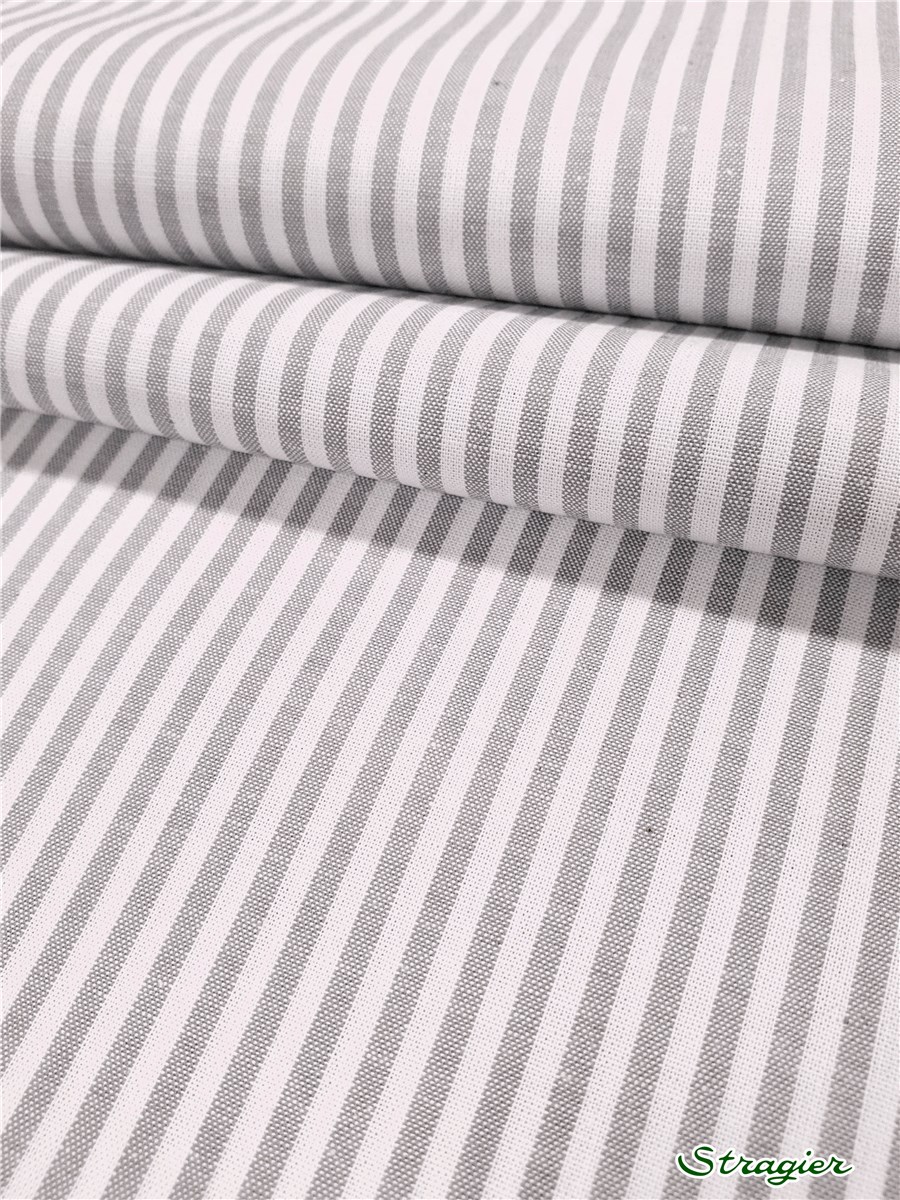Popeline Pur Coton - Soft - Rayures-2,5mm - Gris-Blanc
