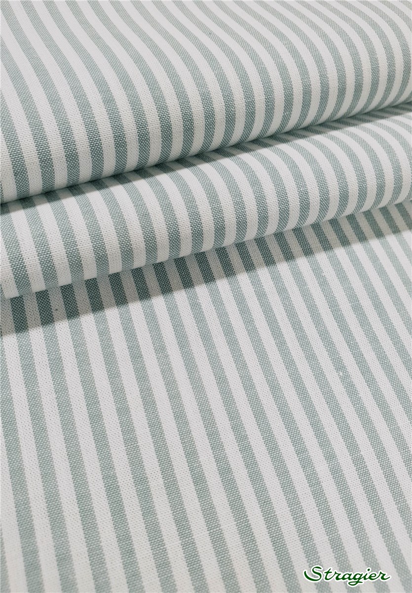 Popeline Pur Coton - Soft - Rayures-2,5mm - Vert de Gris-Blanc