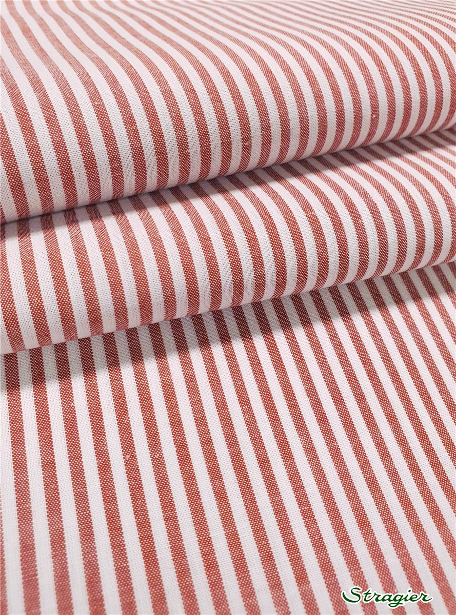 Popeline Pur Coton - Soft - Rayures-2,5mm - Rouge-Blanc