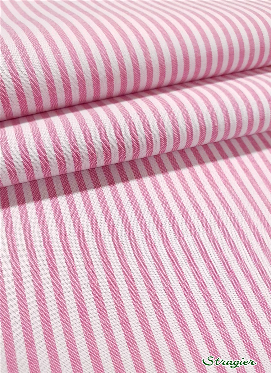 Popeline Pur Coton - Soft - Rayures-2,5mm - Fuchsia-Blanc