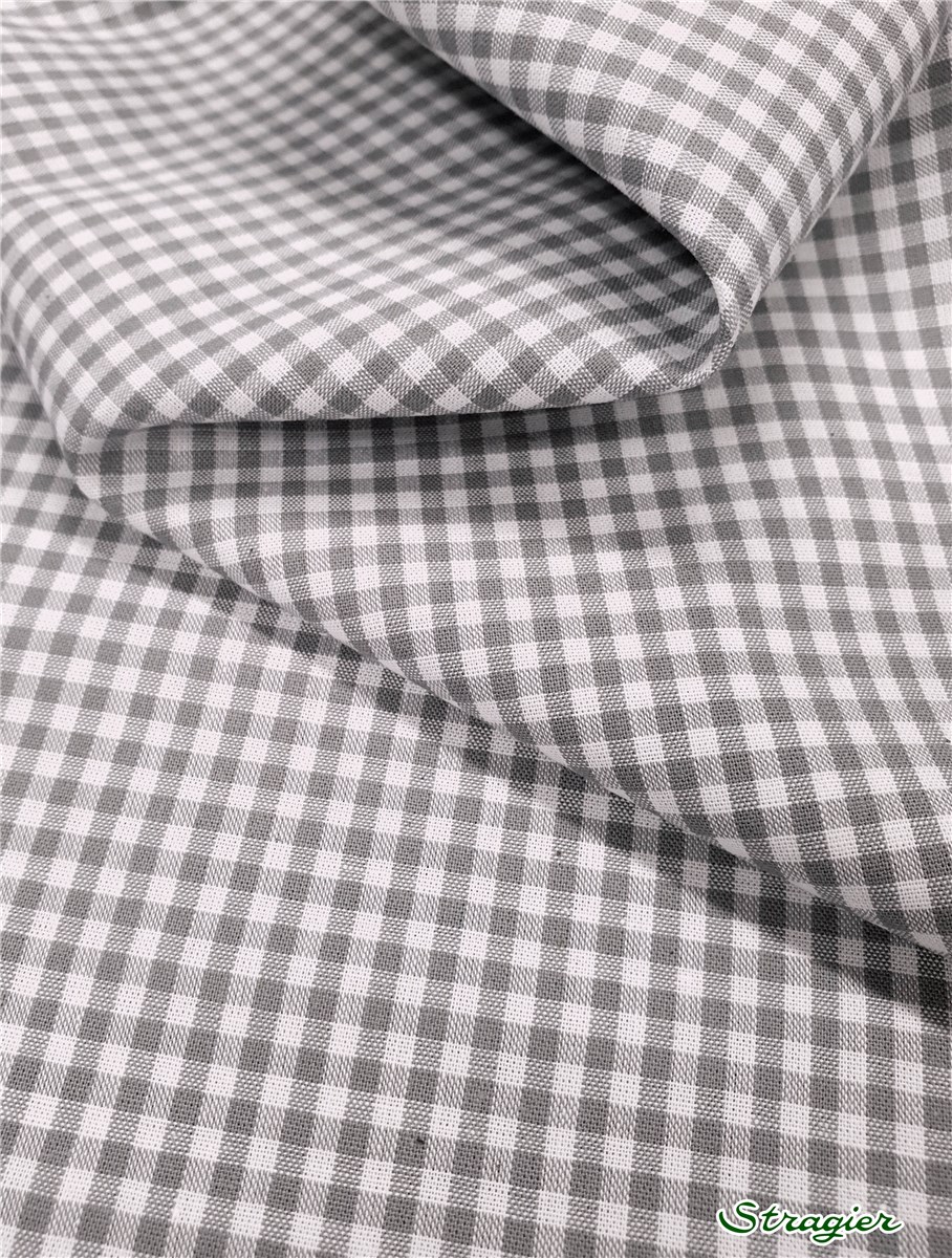 Popeline Pur Coton - Soft - Vichy-2,5mm - Gris-Blanc