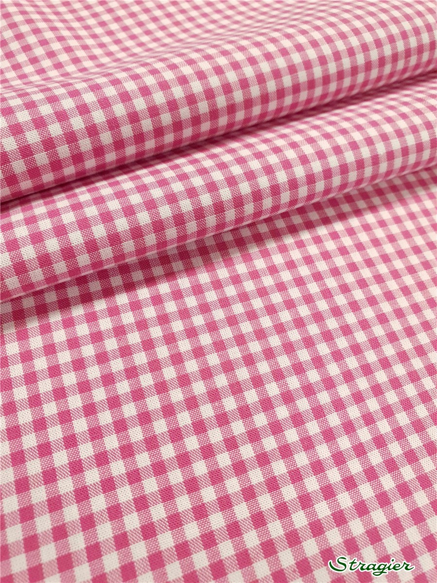 Popeline Pur Coton - Soft - Vichy-2,5mm - Fuchsia-Blanc