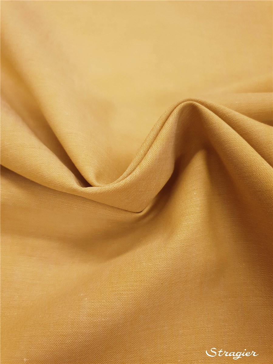 Popeline Pur Coton - Soft - uni - Moutarde-Blanc