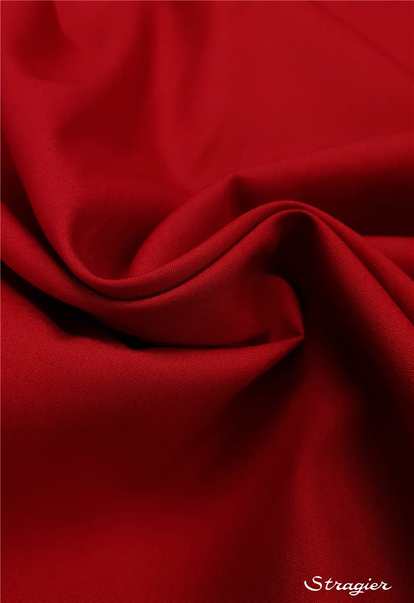 Poplin 59 threads/cm - Plain - Rouge Rubis