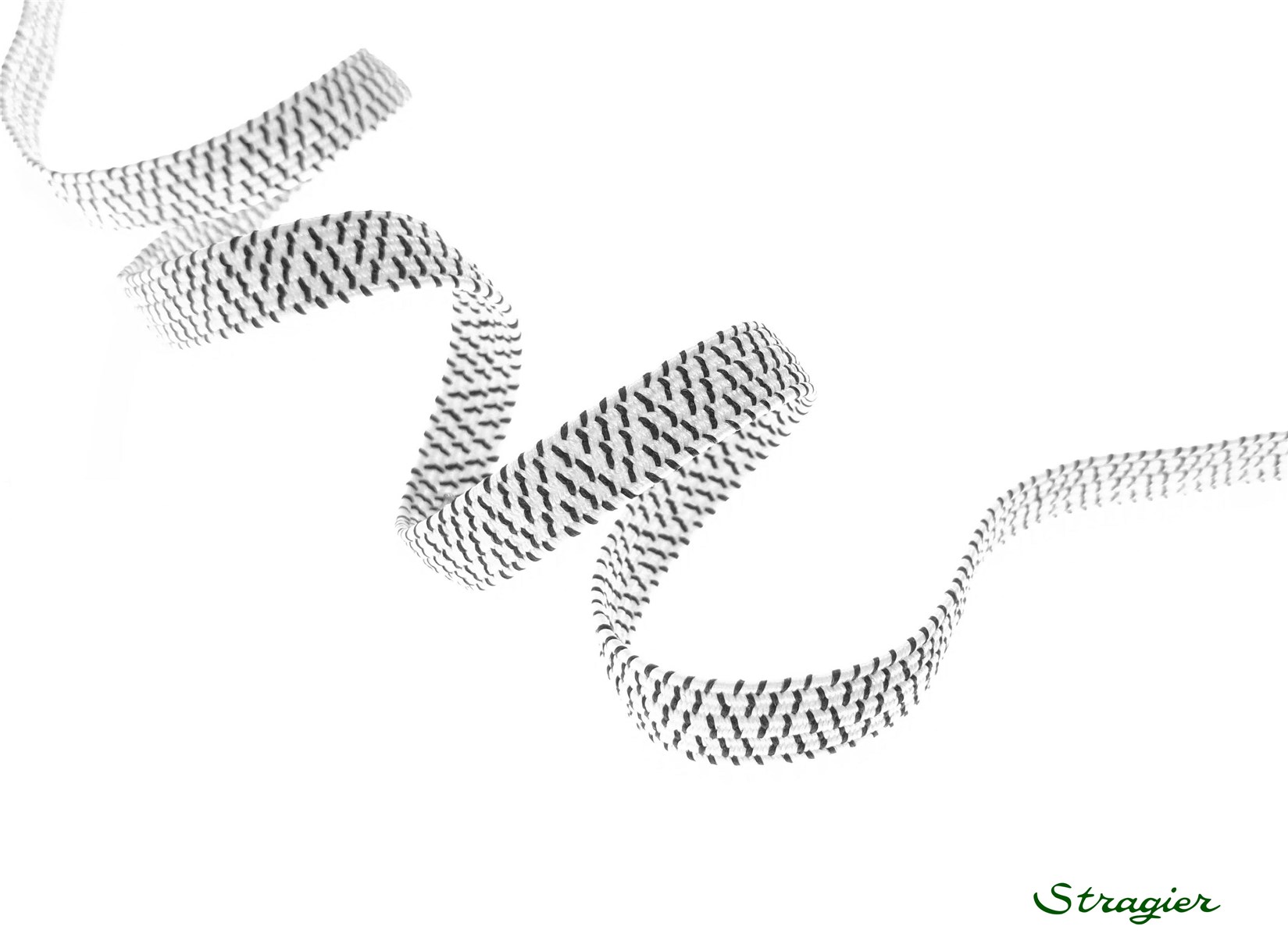 Elastique tressé - - - Blanc zig zag gris - 7 mm