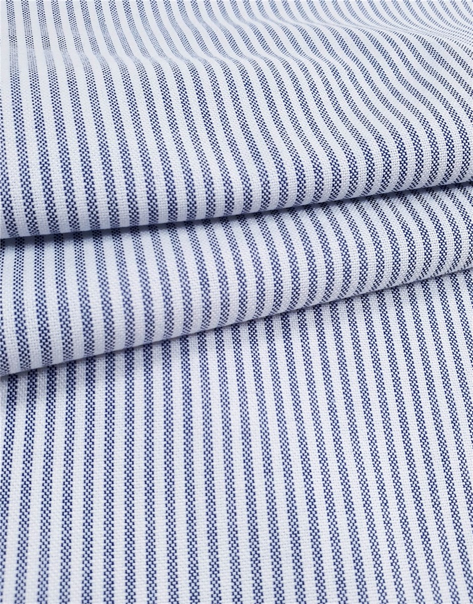 Pur Coton Oxford - Rayures 2mm - Marine