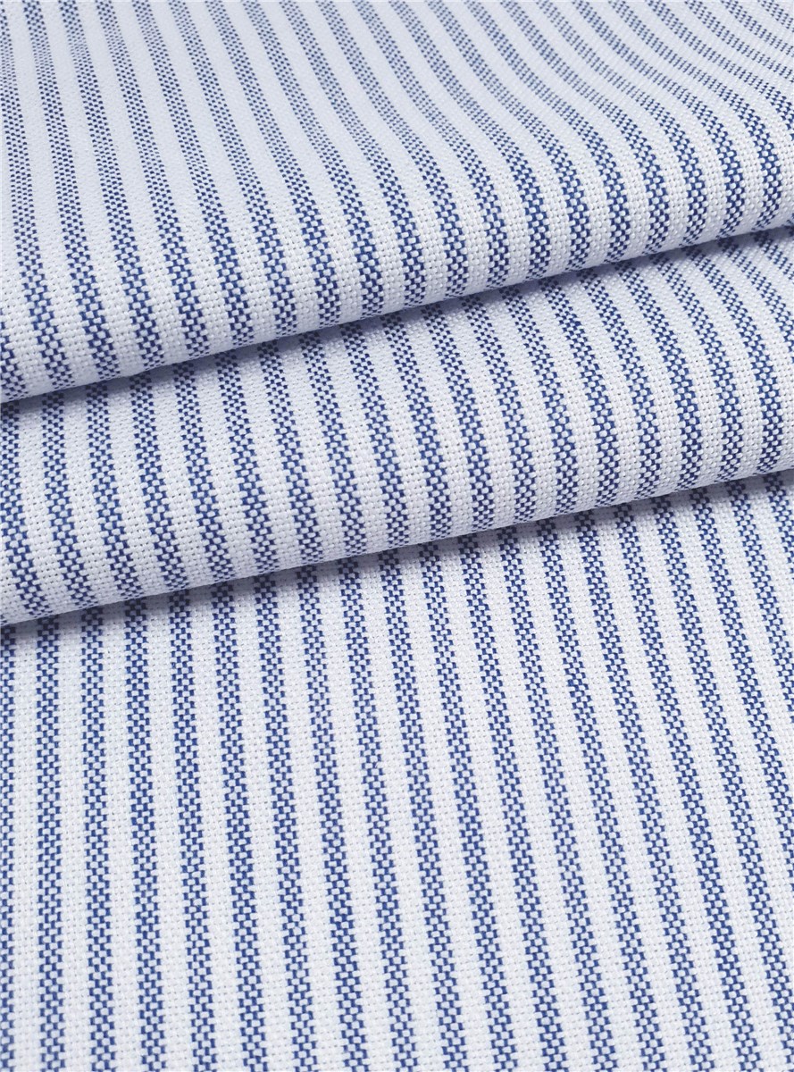 Pur Coton Oxford - Rayures 2mm - Océan 