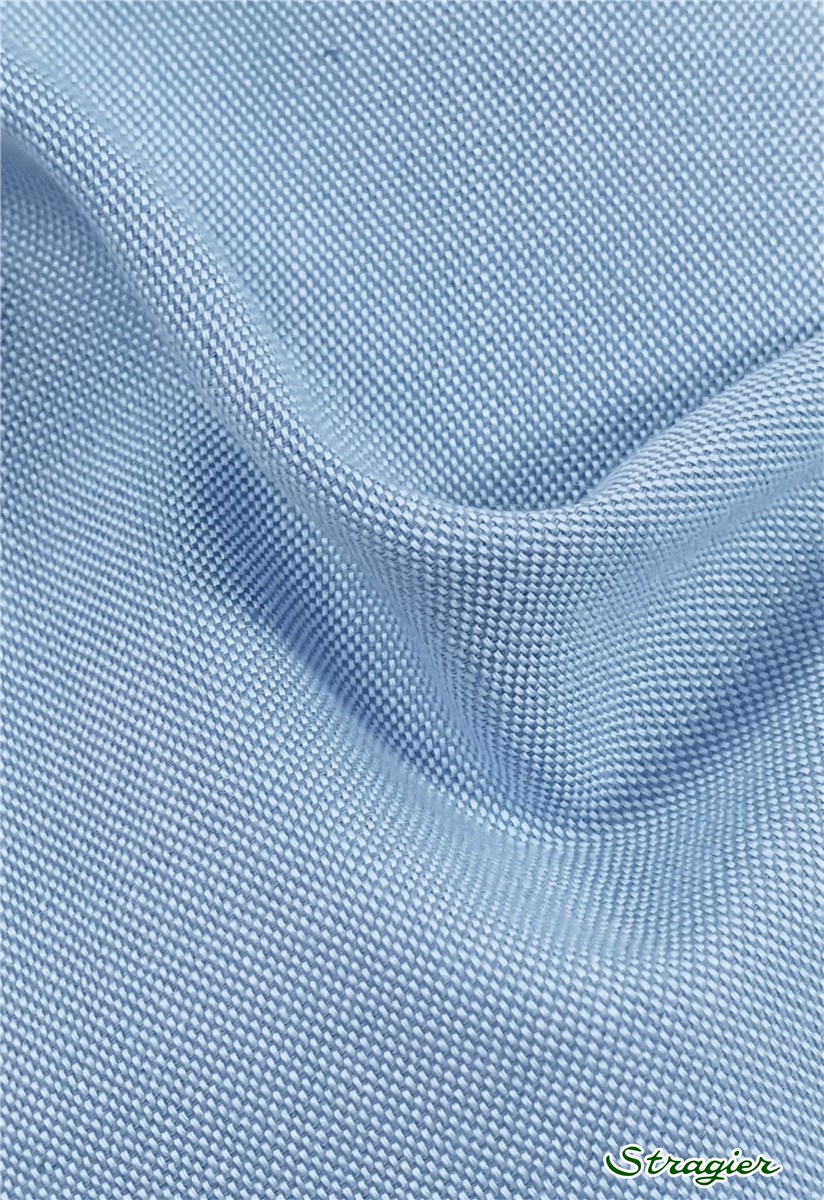 Coton "Pin-Point" - uni - Bleu Azur