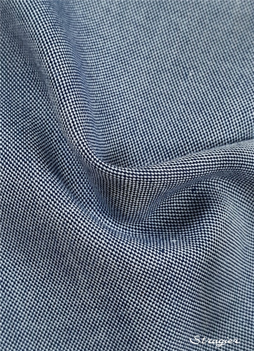 Coton "Pin-Point" - uni - Marine