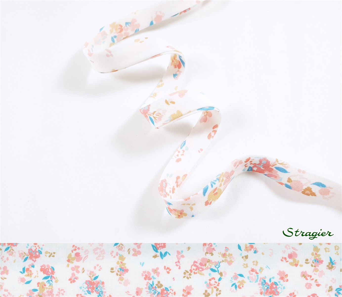 Bias Binding - UNE - Hespérides - Menthe-Pêche - 10 mm