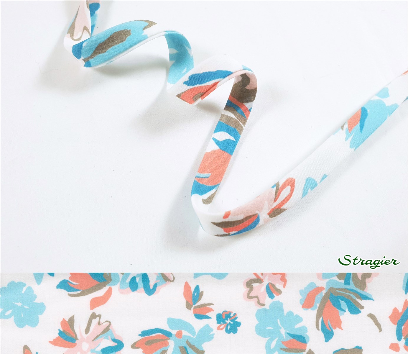 Bias Binding - UNE - Aloha - Menthe-Pêche - 10 mm