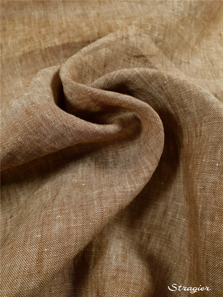Toile de Lin souple Caviar - Uni - Tabac