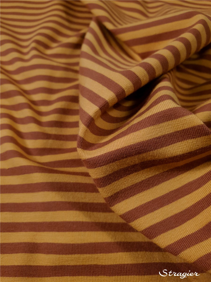 Cotton Jersey - stretch - Rayé 5mm-3mm - Epices