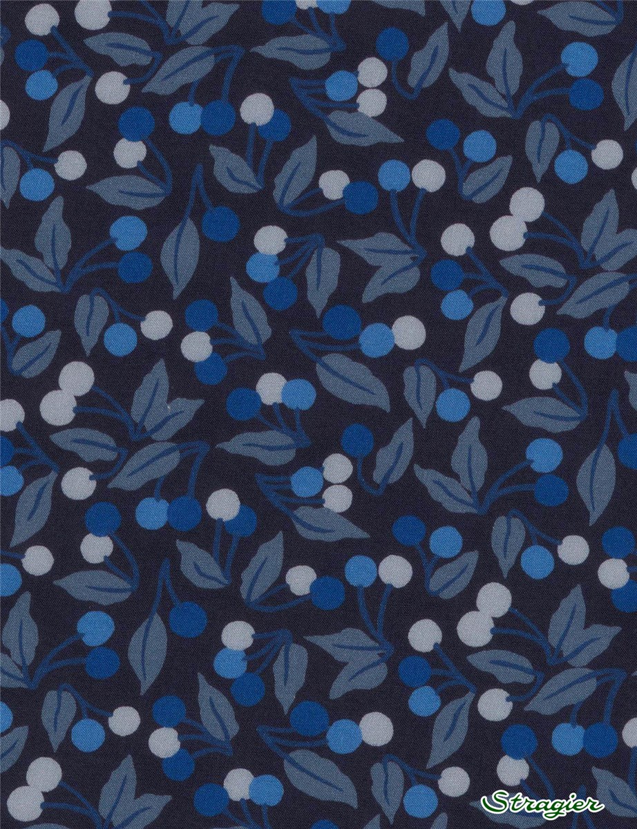 Liberty Tana Lawn - Cherry Drop - Bleu Myrtille 