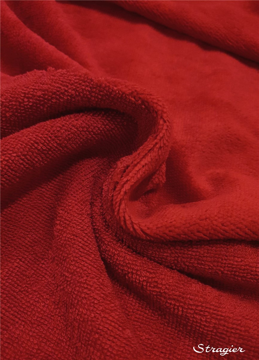 Eponge Velours - Coton & Bambou - uni - Rouge