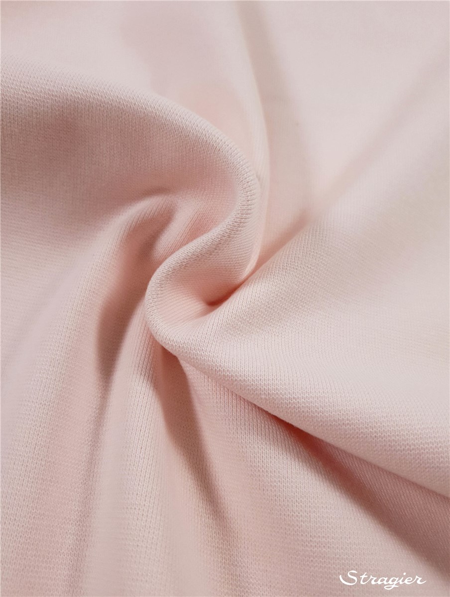 Pure Organic Cotton Knitted Ribbing - Uni - Rose ultra clair