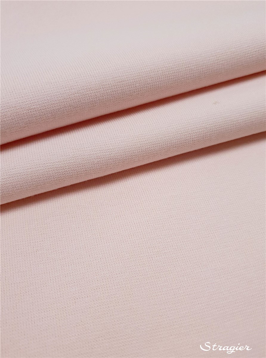 Pure Organic Cotton Knitted Ribbing - Uni - Rose ultra clair