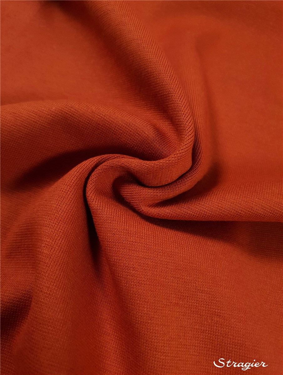 Pure Organic Cotton Knitted Ribbing - Uni - Cayenne