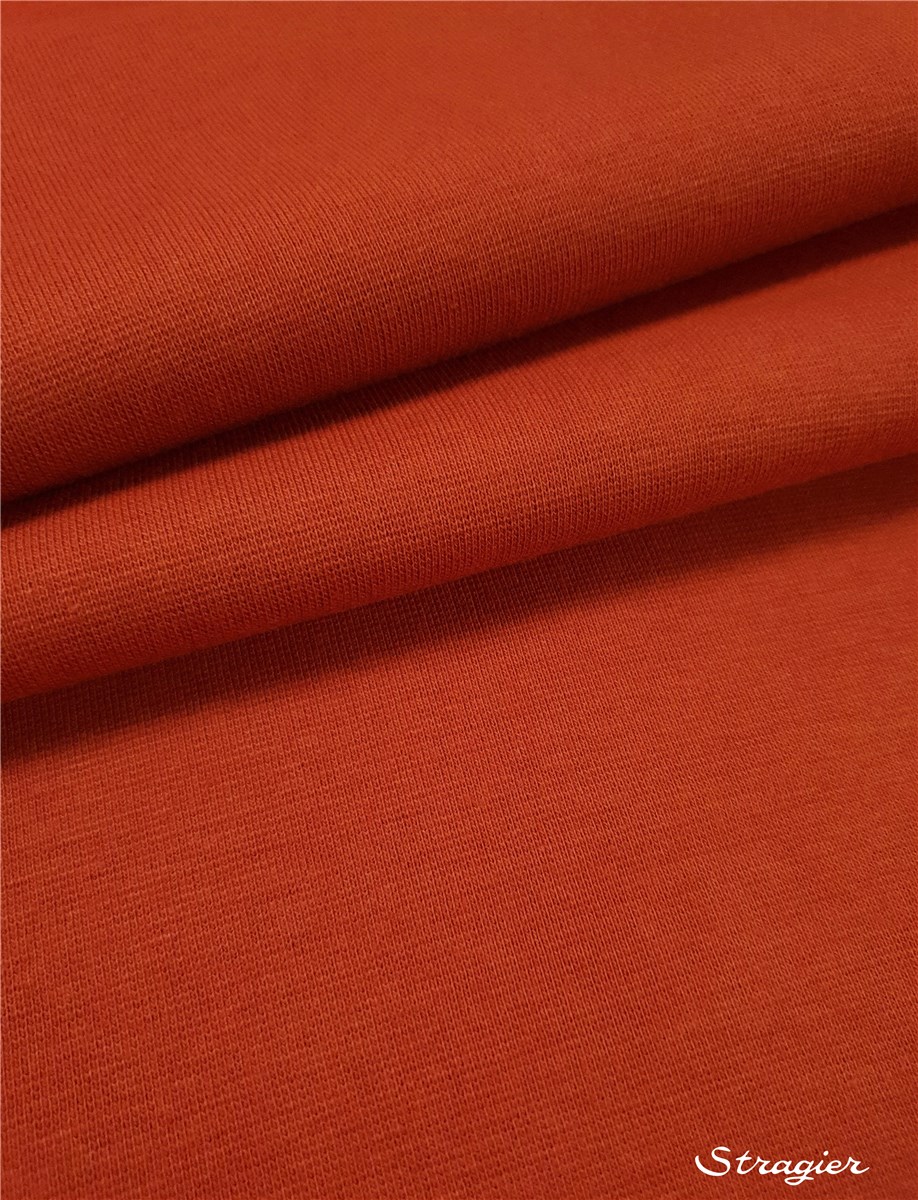 Pure Organic Cotton Knitted Ribbing - Uni - Cayenne