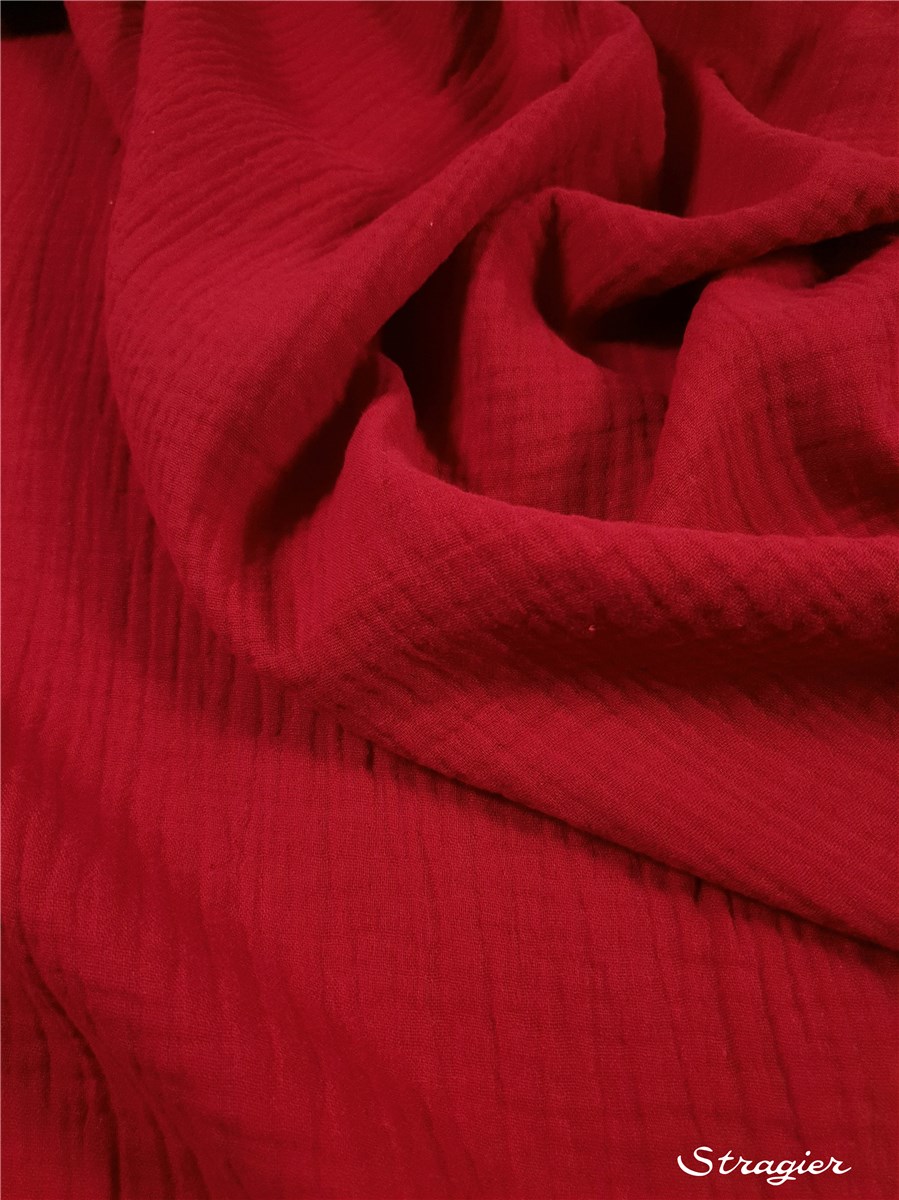 Double Gauze - Organic Cotton - Uni - Rouge Rubis