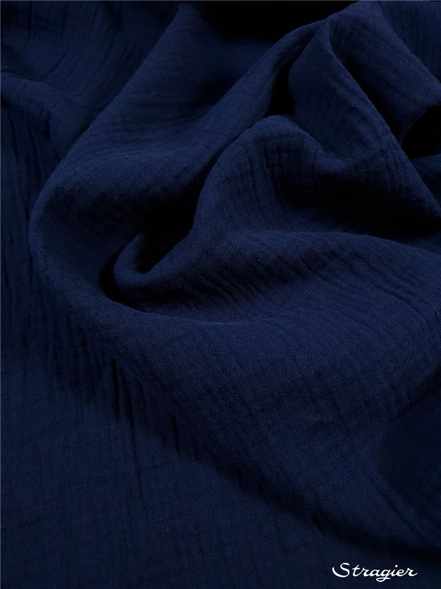 Double Gauze - Organic Cotton - Uni - Marine