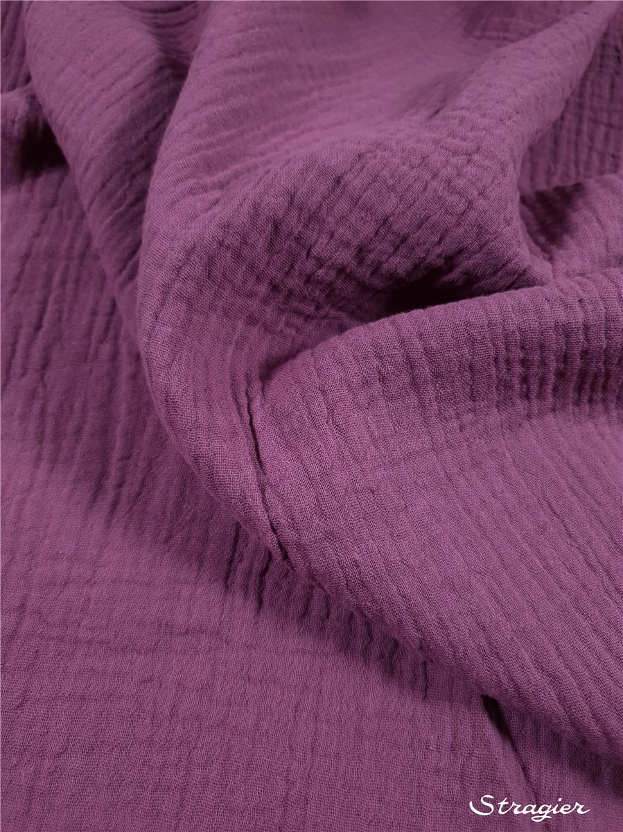 Double Gaze de Coton Bio - Uni - Orchidée