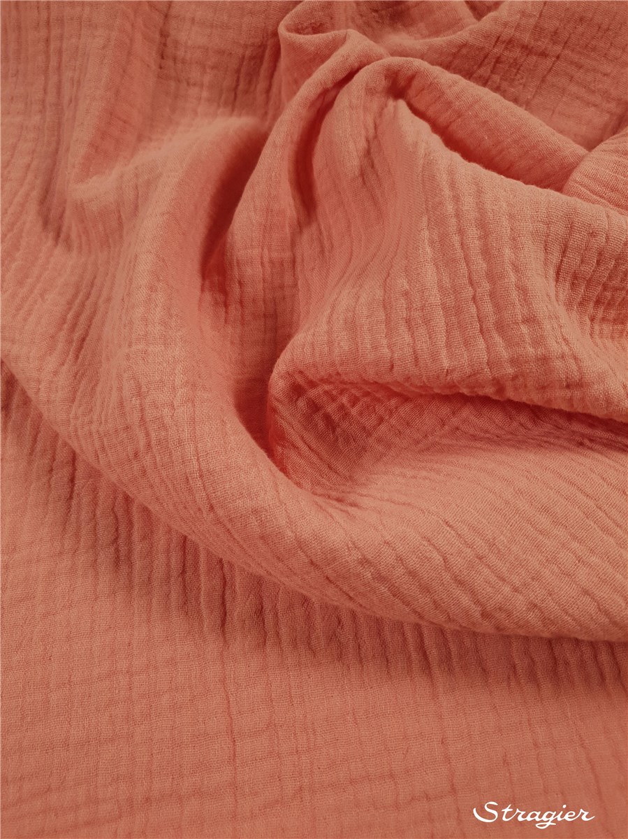 Double Gauze - Organic Cotton - Uni - Rose Saumon