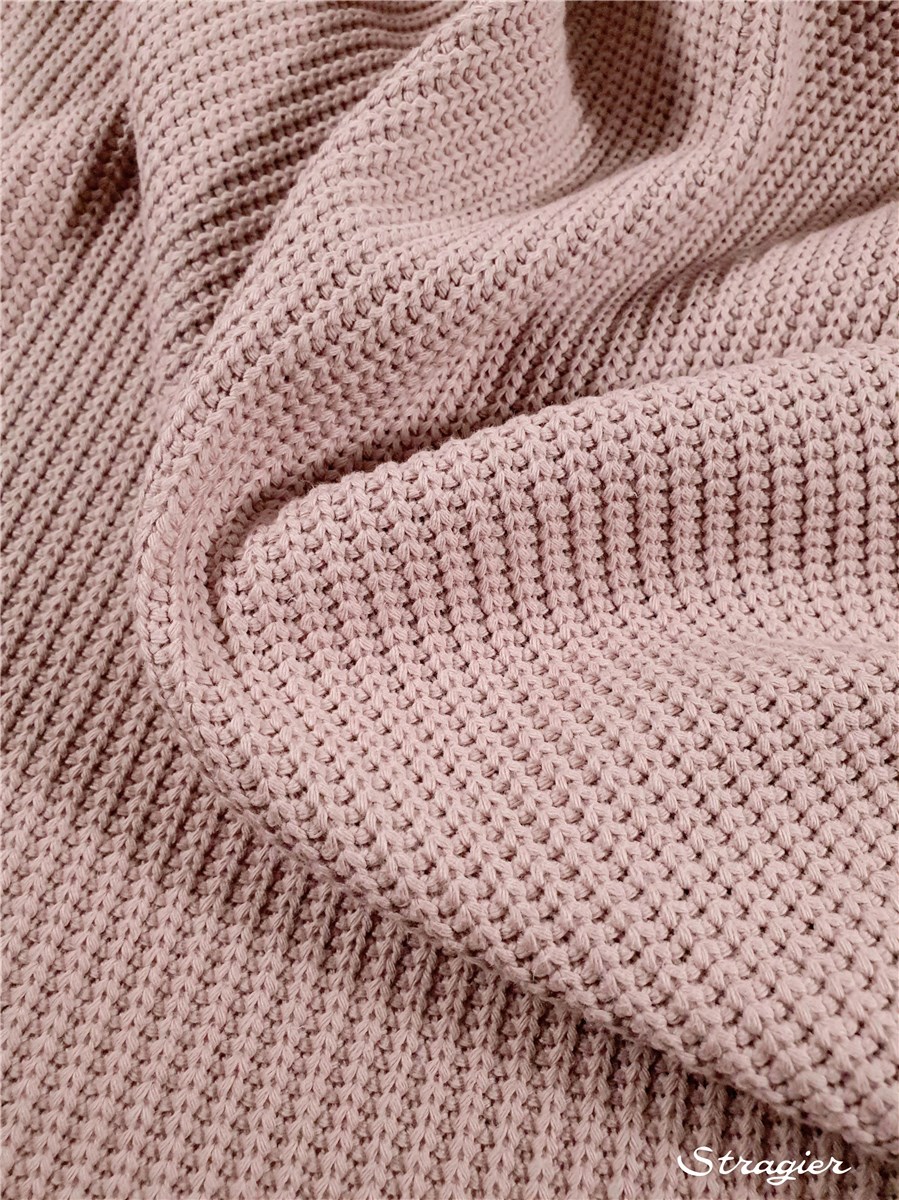 Tricot côtes 5mm - Coton - Uni - Rose Nude 