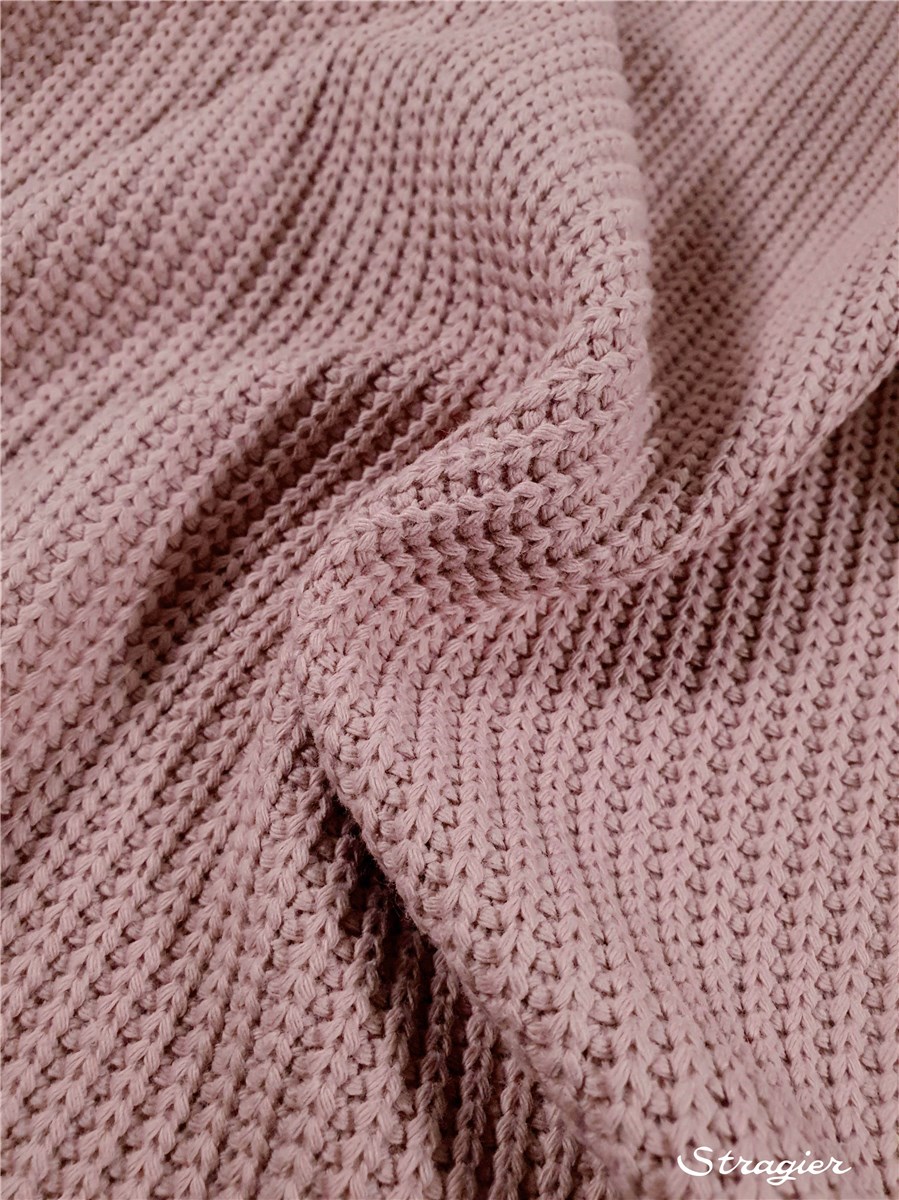 Tricot côtes 5mm - Coton - Uni - Rose Zéphyr
