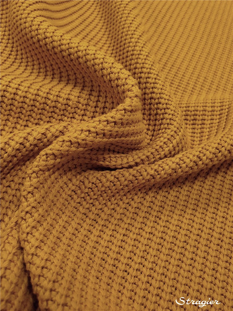 Tricot côtes 5mm - Coton - Uni - Moutarde 
