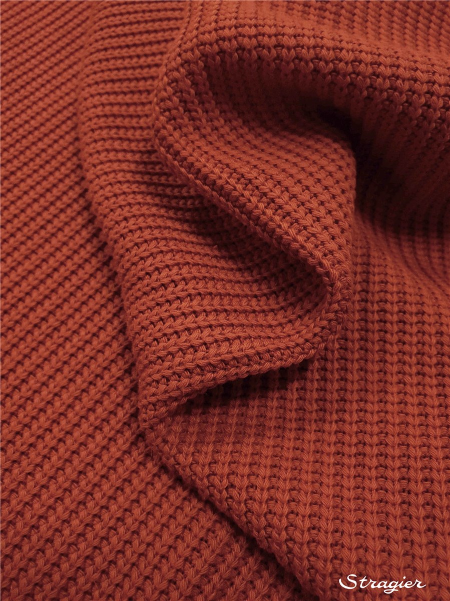 Tricot côtes 5mm - Coton - Uni - Cayenne