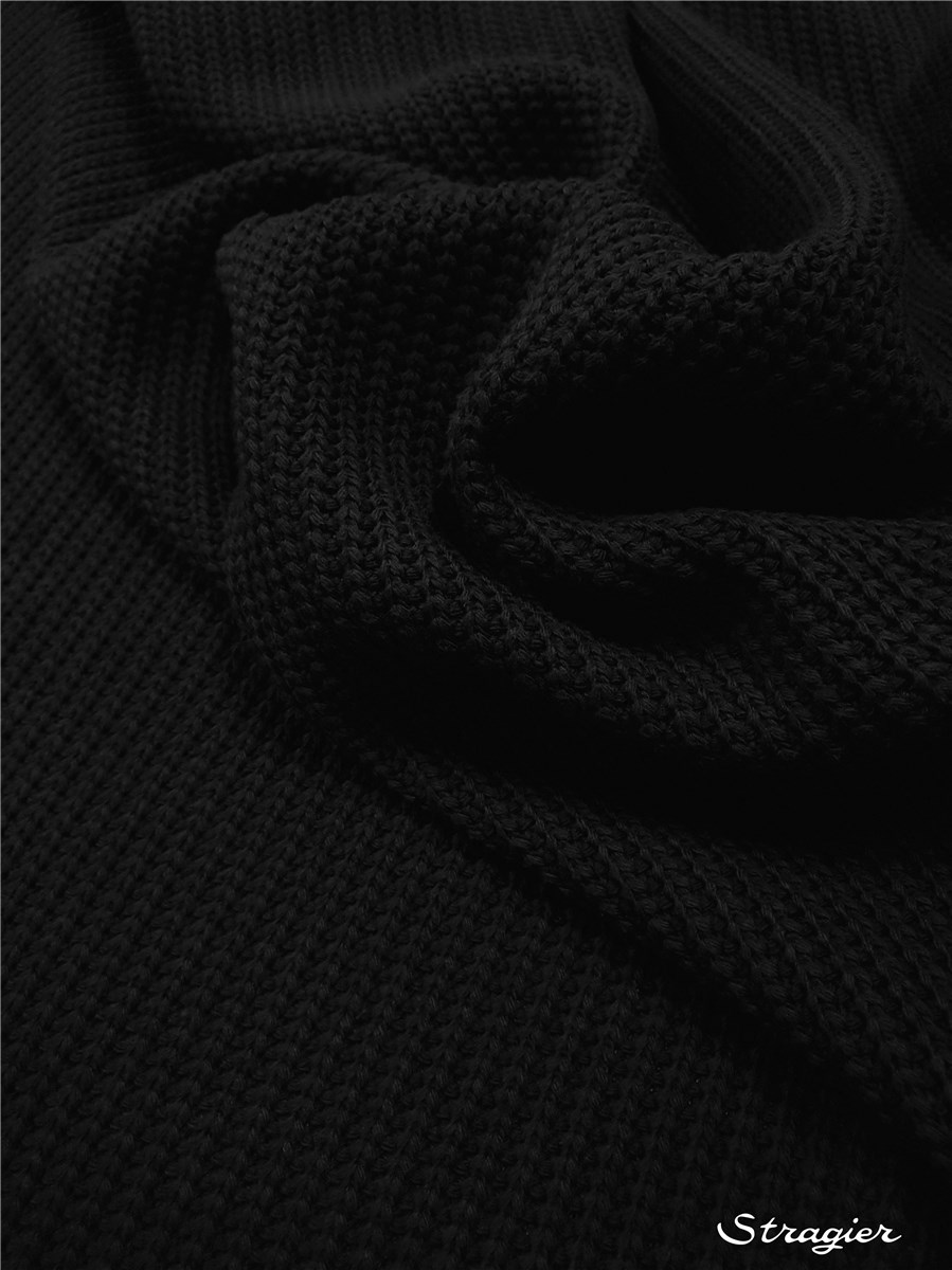 Tricot côtes 5mm - Coton - Uni - Noir