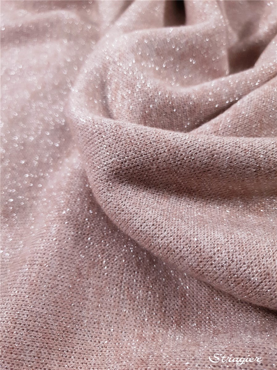 Maille moelleuse scintillante - Uni - Rose nude-Argent 
