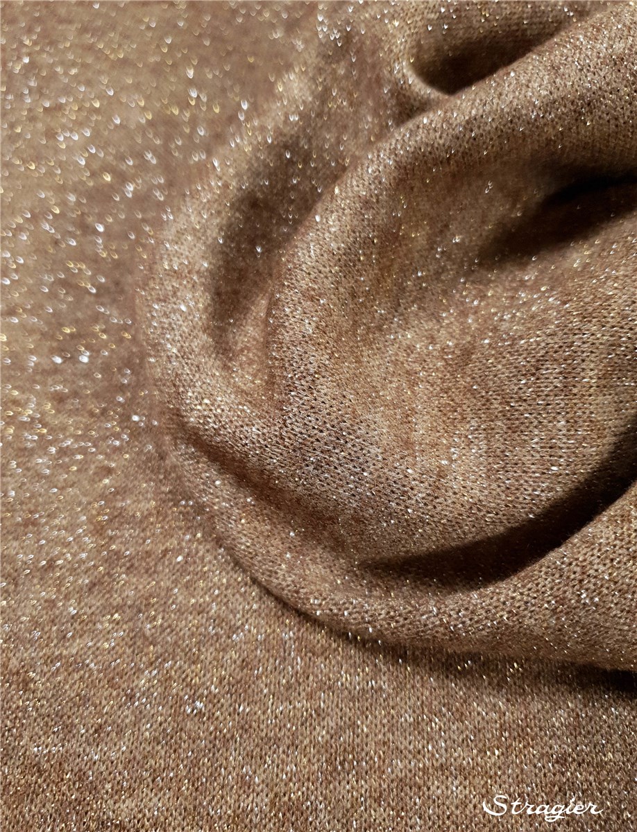 Maille moelleuse scintillante - Uni - Camel-Or