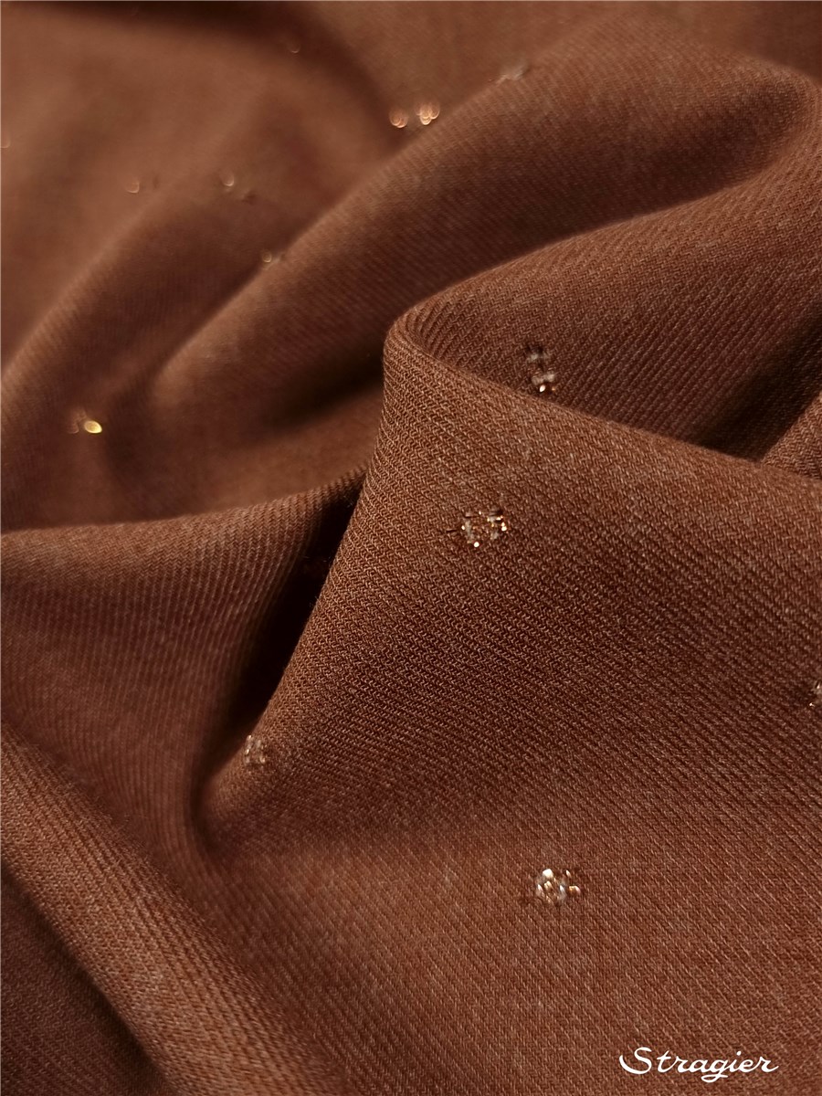 Twill Viscose "Soft" - Pois Lurex - Sienne-Cuivre 