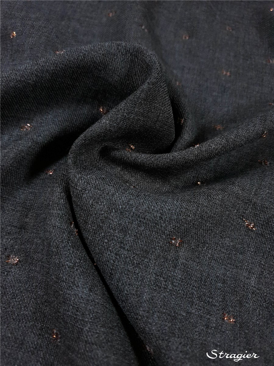 Twill Viscose "Soft" - Pois Lurex - Graphite-Cuivre 