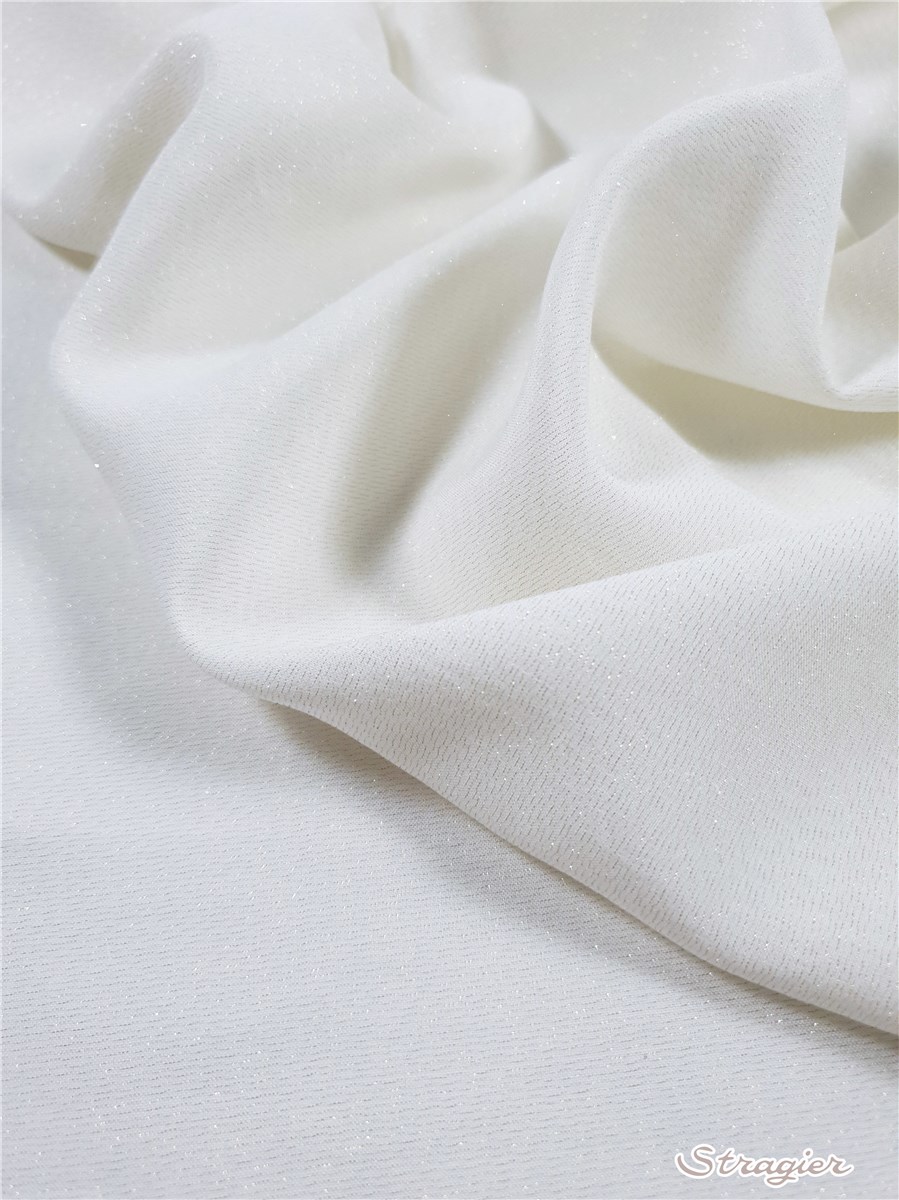 Popeline souple Viscose-Lurex - uni scintillant - Blanc naturel-Or