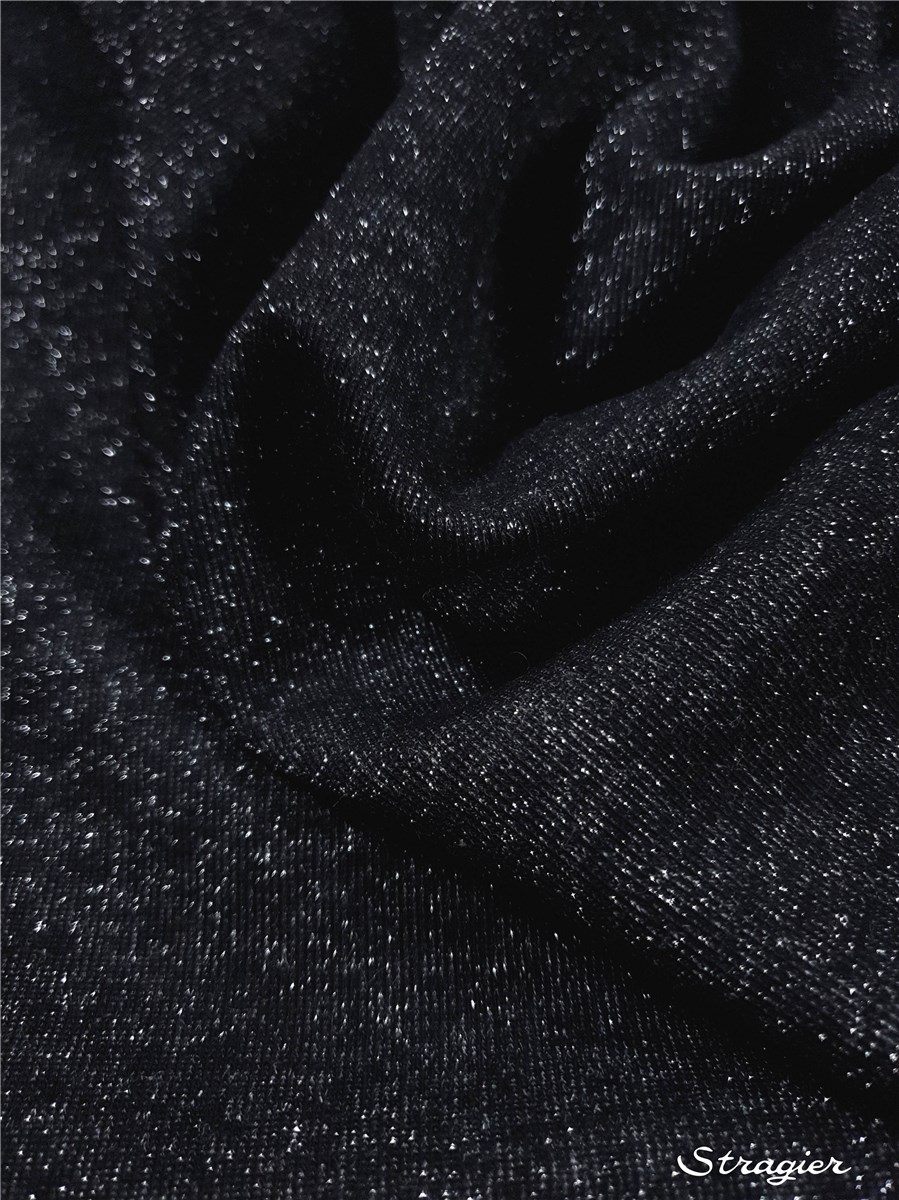 Sweatshirt molletonné scintillant - Uni - Noir-Argent