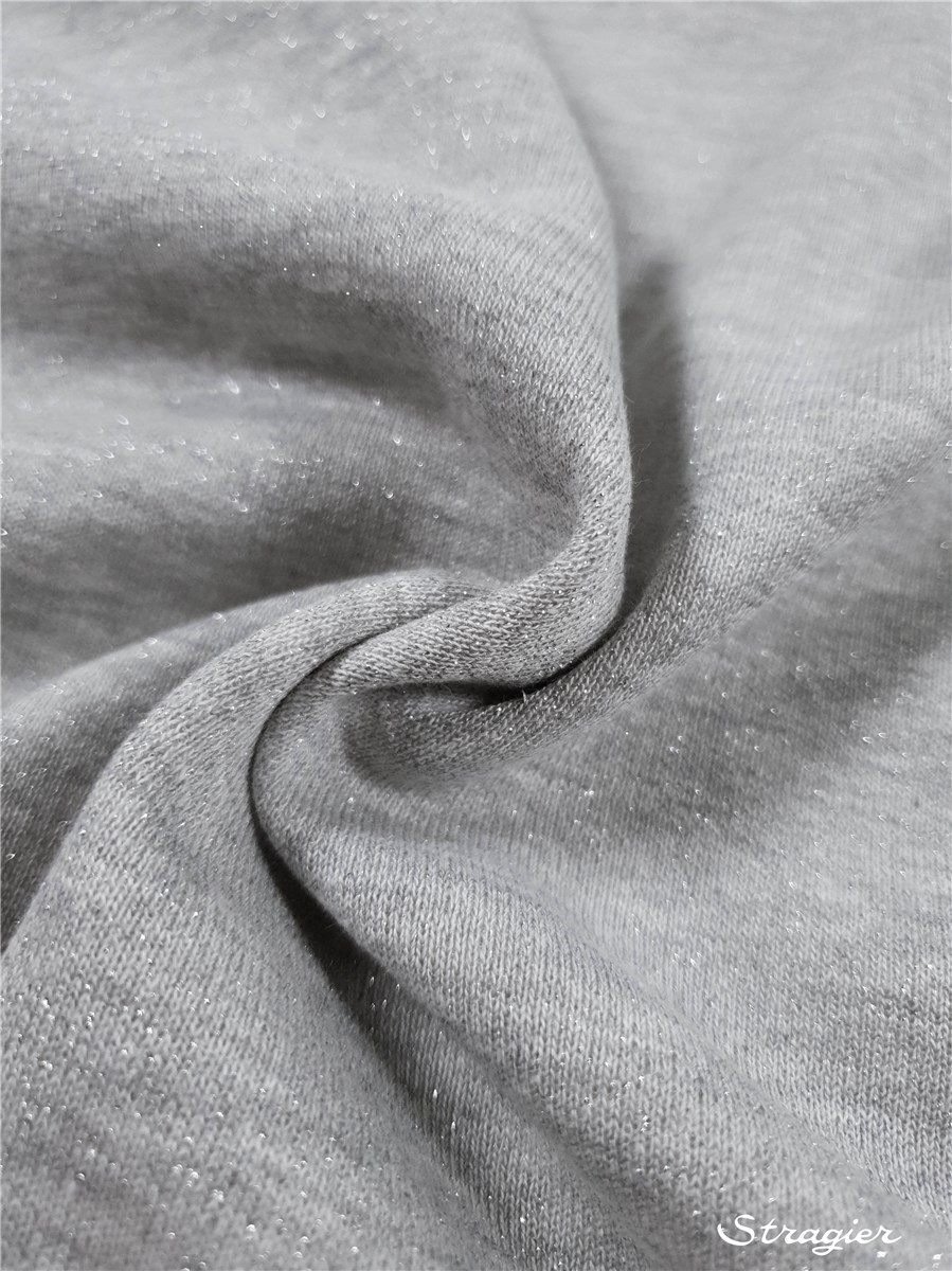 Sweatshirt molletonné scintillant - Uni - Gris Perle-Argent