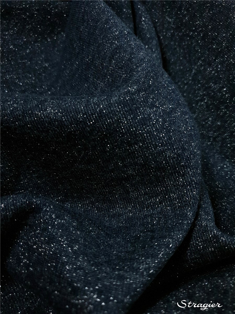 Sweatshirt molletonné scintillant - Uni - Bleu Indigo foncé-Argent 