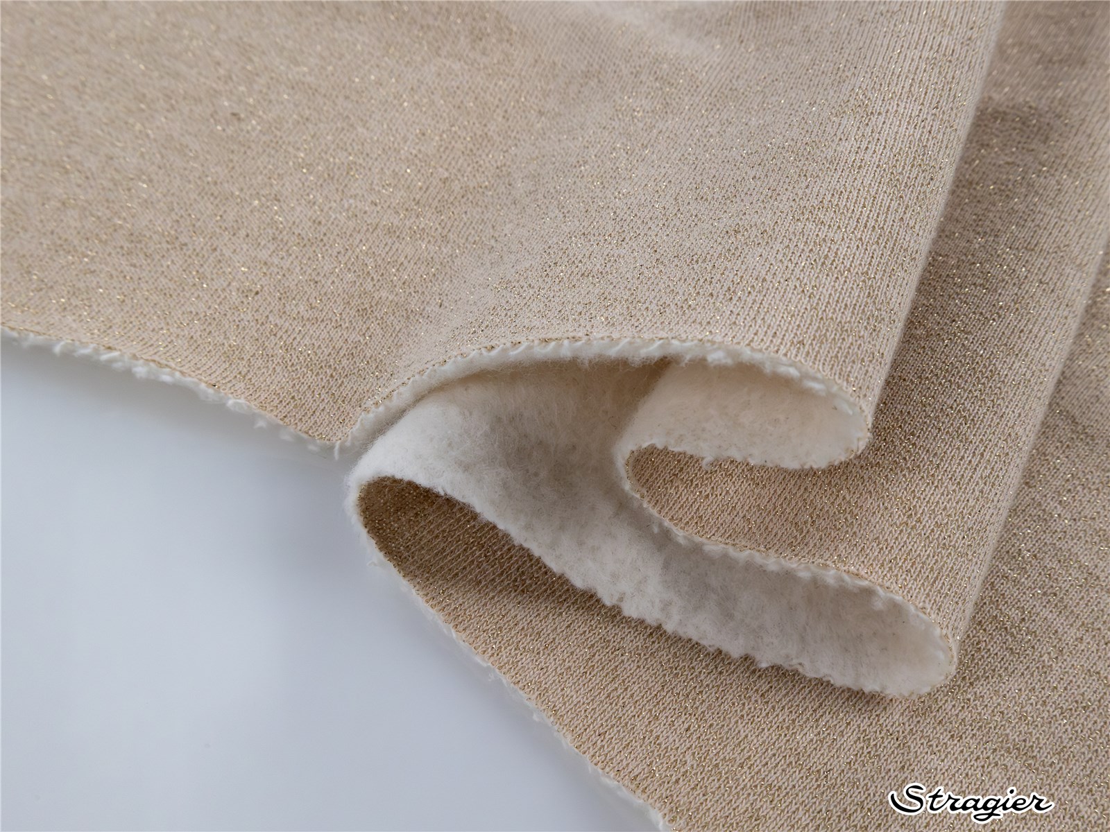 Sweatshirt molletonné scintillant - Uni - Beige poudré-Or 