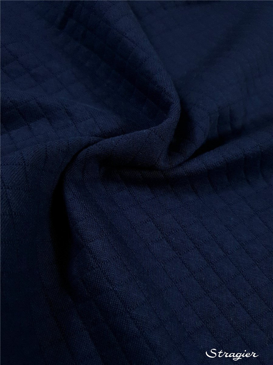 Quilted Jersey - Cotton - Uni - Marine clair