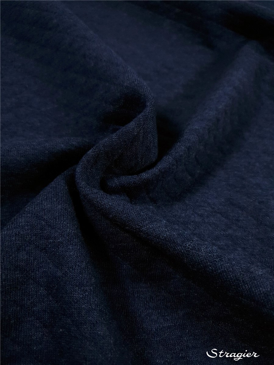 Quilted Jersey - Cotton - Uni - Bleu Indigo chiné