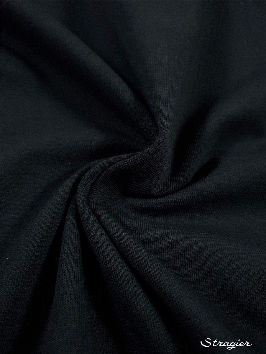 Jersey Coton Stretch BIO 200g/m² - uni - Noir 